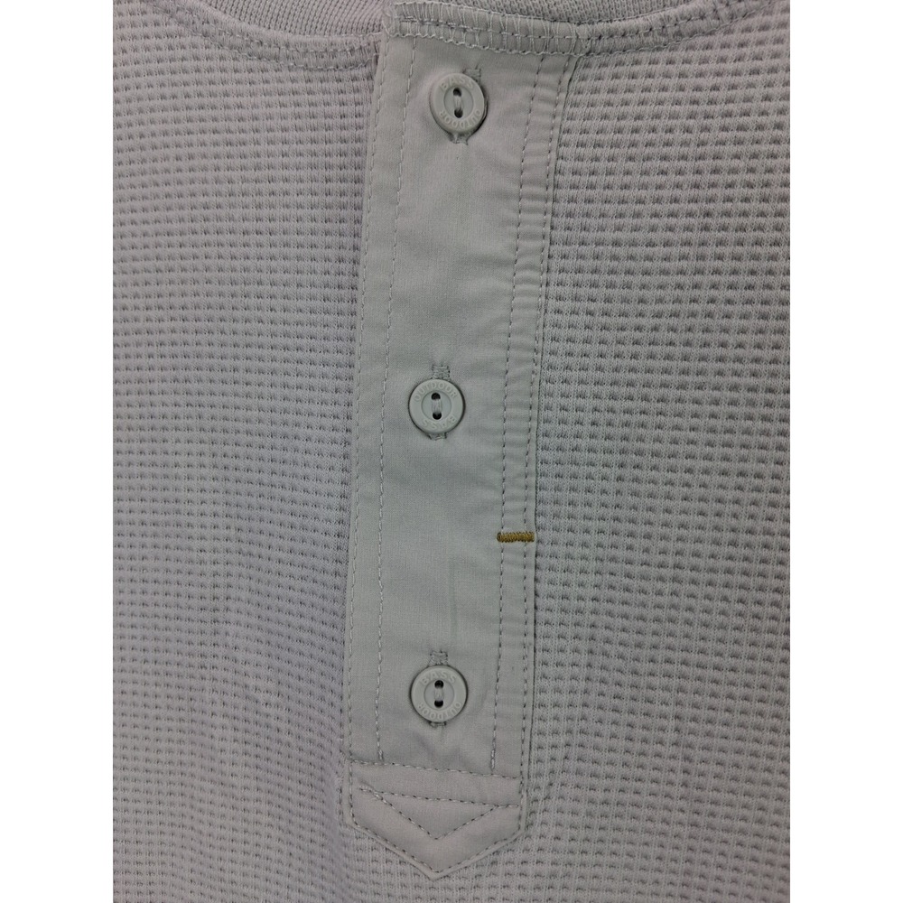 Bass Outdoor Henley Shirt Waffle Knit Thermal Large Grey Sleeve Pocket Hiking L - Picture 4 of 8